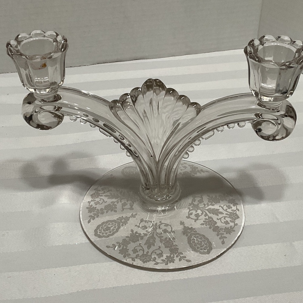 Elegant Clear Glass Dual Candle Holder